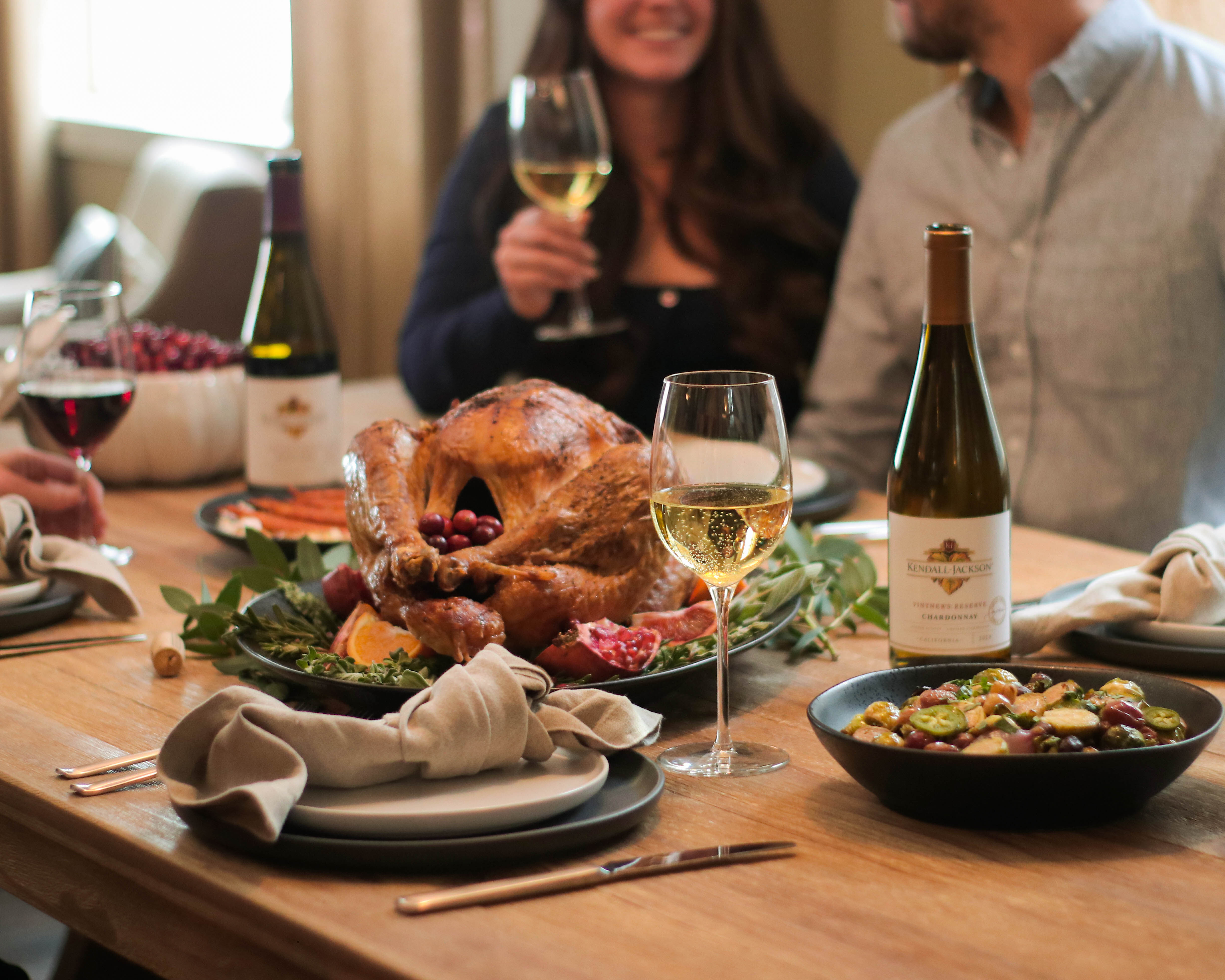 Kendall-Jackson wine with a Thanksgiving dinner
