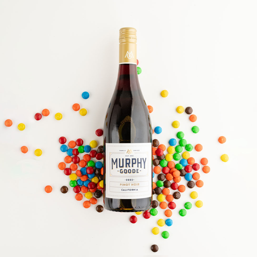 Murphy-Goode Pinot Noir with chocolate candy pieces